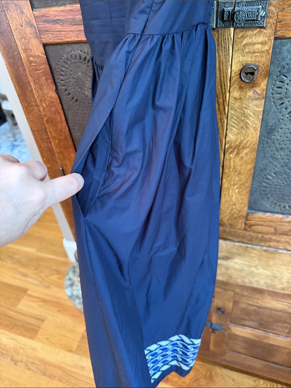 Tuckernuck Navy Blue Midi Dress with White Braid Trim - Picture 6 of 7